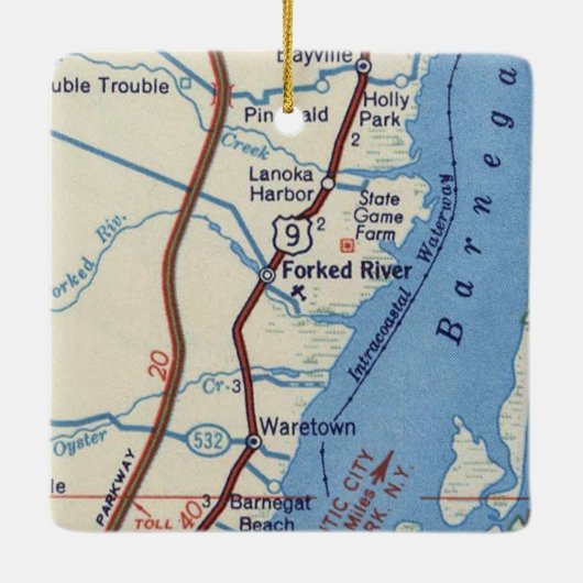 Forked River NJ  Map Keramisch Ornament (Achterkant)