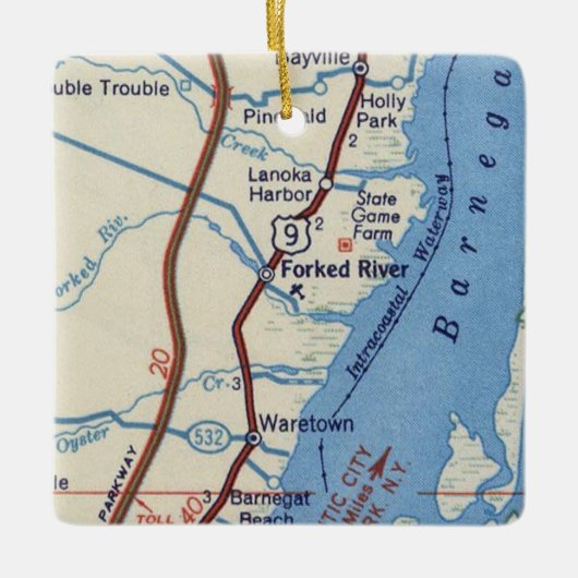 Forked River NJ Map Keramisch Ornament (Voorkant)