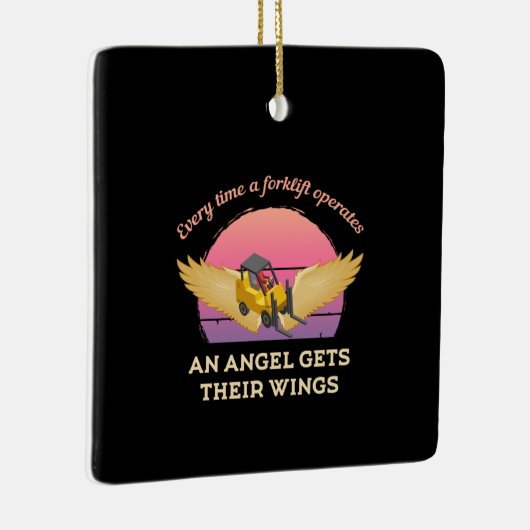Forklift Angel Keramisch Ornament (Rechts)