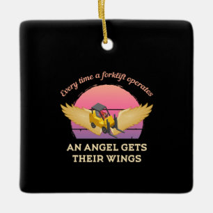Forklift Angel Keramisch Ornament
