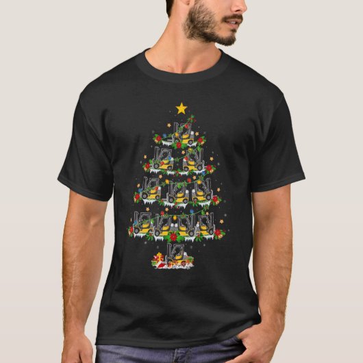 Forklift Christmas Tree Lights Santa Forklift Xmas T-shirt (Voorkant)