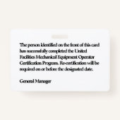 Forklift Company Employee 2 Badge (Achterkant)