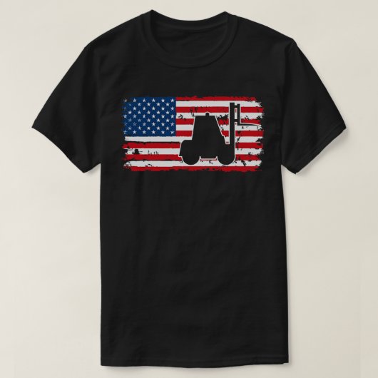 Forklift Driver USA-vlag T-shirt (Design voorkant)