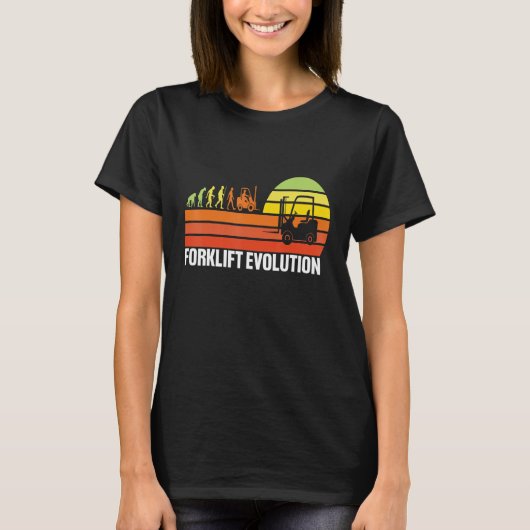 Forklift Evolutie Grappige Forklift Operator Vork T-shirt (Voorkant)
