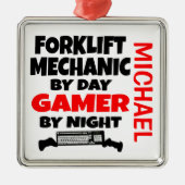 Forklift Mechanic Loopt videospellen af Metalen Ornament (Voorkant)