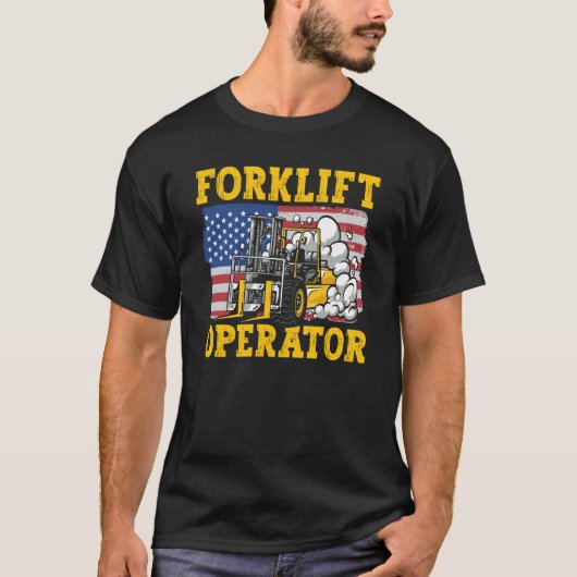 Forklift Operator US Flag T-shirt (Voorkant)