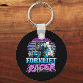 Forklift Racer Retrowave  80s Retro Forklif Sleutelhanger (Voorkant)