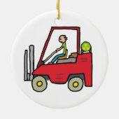 Forklift Truck Keramisch Ornament (Achterkant)