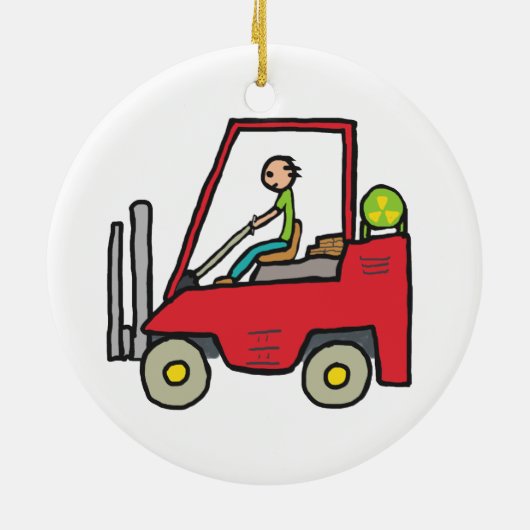 Forklift Truck Keramisch Ornament (Achterkant)