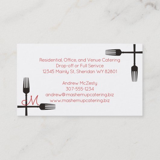 Forks monogram chef catering visitekaartje (Achterkant)