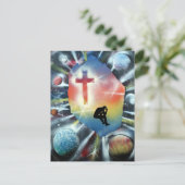 Forlorn Figuur Kleurig Universe Cross Briefkaart (Staand voorkant)