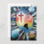 Forlorn Figuur Kleurig Universe Cross Briefkaart (Voorkant / Achterkant)