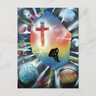 Forlorn Figuur Kleurig Universe Cross Briefkaart