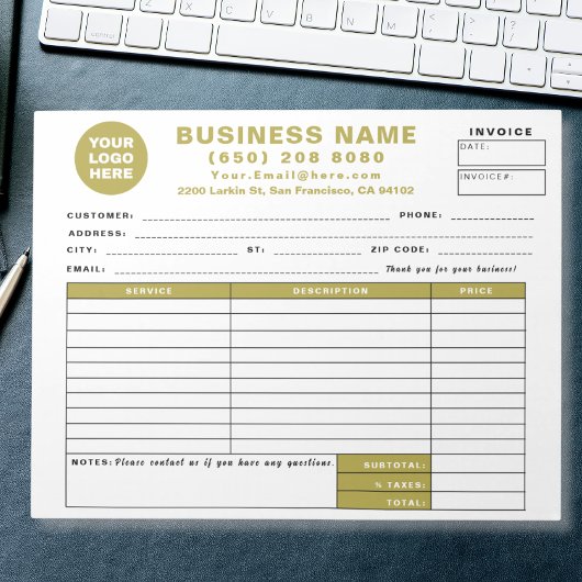 Form Business Quotation Gold Invoice Sales Receipt Notitieblok