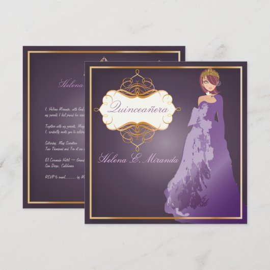 Forma Quinceañera/plum Kaart (Voorkant / Achterkant)