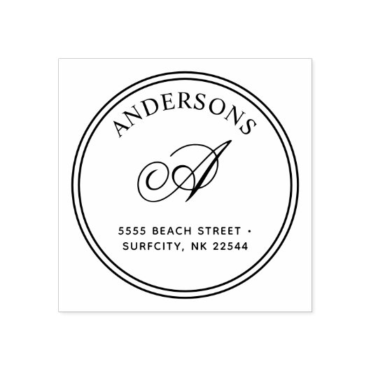 (FORMAAT GEWIJZIGD) Elegant monogram Retouradres Z Rubberstempel (Afrduk)