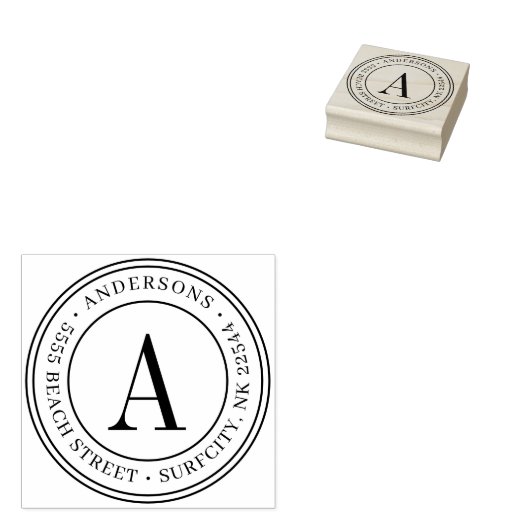 (FORMAAT GEWIJZIGD) Elegant monogram Retouradres Z Rubberstempel (Gestempeld)