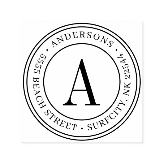 (FORMAAT GEWIJZIGD) Elegant monogram Retouradres Z Zelfinktende Stempel (Design)