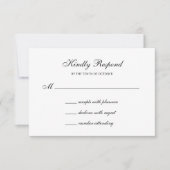 Formal and Classic | Dark Black Wedding RSVP Kaartje (Voorkant)