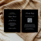 Formal and Classic | QR Code RSVP Black Wedding Kaart