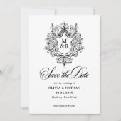 Formal Antique Crest | Photo and QR Code Save The Date (Voorkant)
