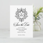 Formal Antique Crest | Photo and QR Code Save The Date (Staand voorkant)