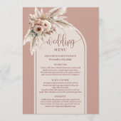Formal Arch Pastel Pink Pampas Floral Wedding Menu (Voorkant)