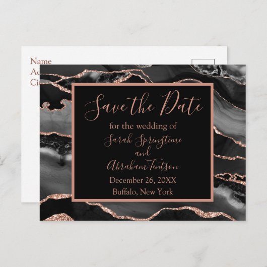 Formal Black Agaat Sla de datum Briefkaarten op (Voorkant / Achterkant)