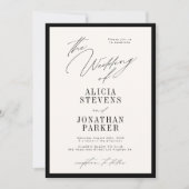 Formal black and ivory classic typography wedding kaart (Voorkant)