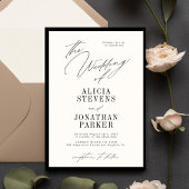 Formal black and ivory classic typography wedding kaart