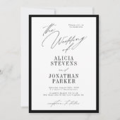 Formal black and white classic typography wedding kaart (Voorkant)