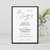 Formal black and white classic typography wedding kaart (Staand voorkant)