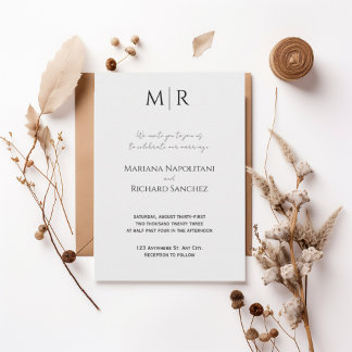 Formal Black and White Wedding Invitation Kaart