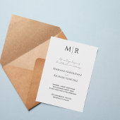 Formal Black and White Wedding Invitation Kaart