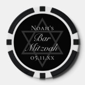 Formal Black Bar Mitzvah Star of David Custom Poker Chips (Voorkant)