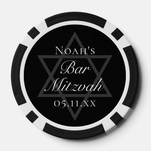 Formal Black Bar Mitzvah Star of David Custom Poker Chips (Achterkant)