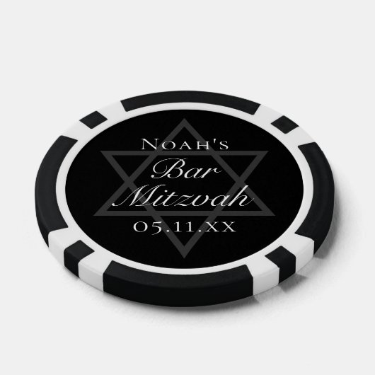 Formal Black Bar Mitzvah Star of David Custom Poker Chips (Enkel)