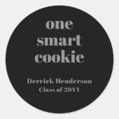 Formal Black Grey One Smart Cookie Ronde Sticker (Voorkant)