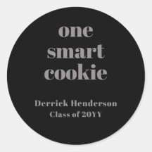Formal Black Grey One Smart Cookie Ronde Sticker
