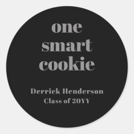 Formal Black Grey One Smart Cookie Ronde Sticker