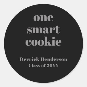 Formal Black Grey One Smart Cookie Ronde Sticker