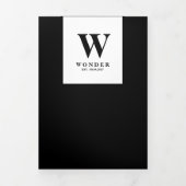 Formal Black Modern Monogram Design Wedding Drieluik Kaart (Cover)