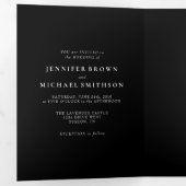 Formal Black Modern Monogram Design Wedding Drieluik Kaart (Binnenzijde eerst)