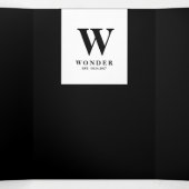 Formal Black Modern Monogram Design Wedding Drieluik Kaart (Binnenkant midden)