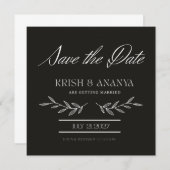 Formal Black Save the Date with White Font Kaart (Voorkant / Achterkant)