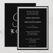 Formal Black White Monogram  Kaart (Voorkant / Achterkant)