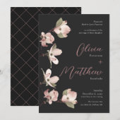 Formal Botanicial Dogwood Zwart Roos Kaart (Voorkant / Achterkant)