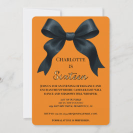 Formal Bow Halloween Birthday Invite - Orange Kaart