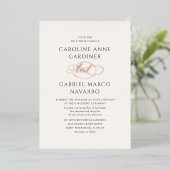 Formal Calligraphy Script Wedding Folie Uitnodiging (Staand Voorkant)