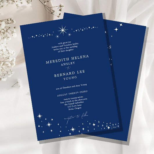 Formal Celestial Elegant Blue Wedding Details and  Kaart